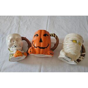 VTG Halloween Ceramic Mugs - Skeleton Pumpkin & Mummy - Garden Ridge  Home Decor